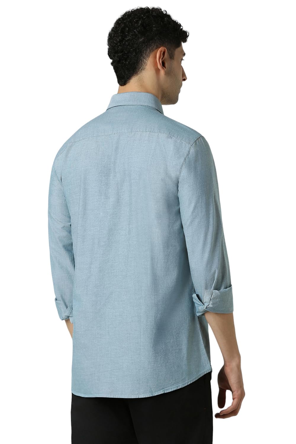 Van Heusen Men's Solid Slim Fit Shirt - Dark Blue - Image 3