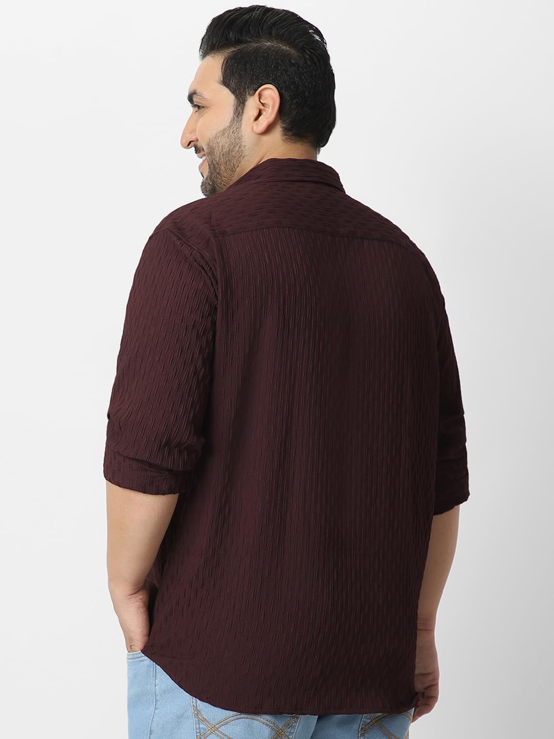 Urbano Men's Maroon Cotton Shirt - Image 4
