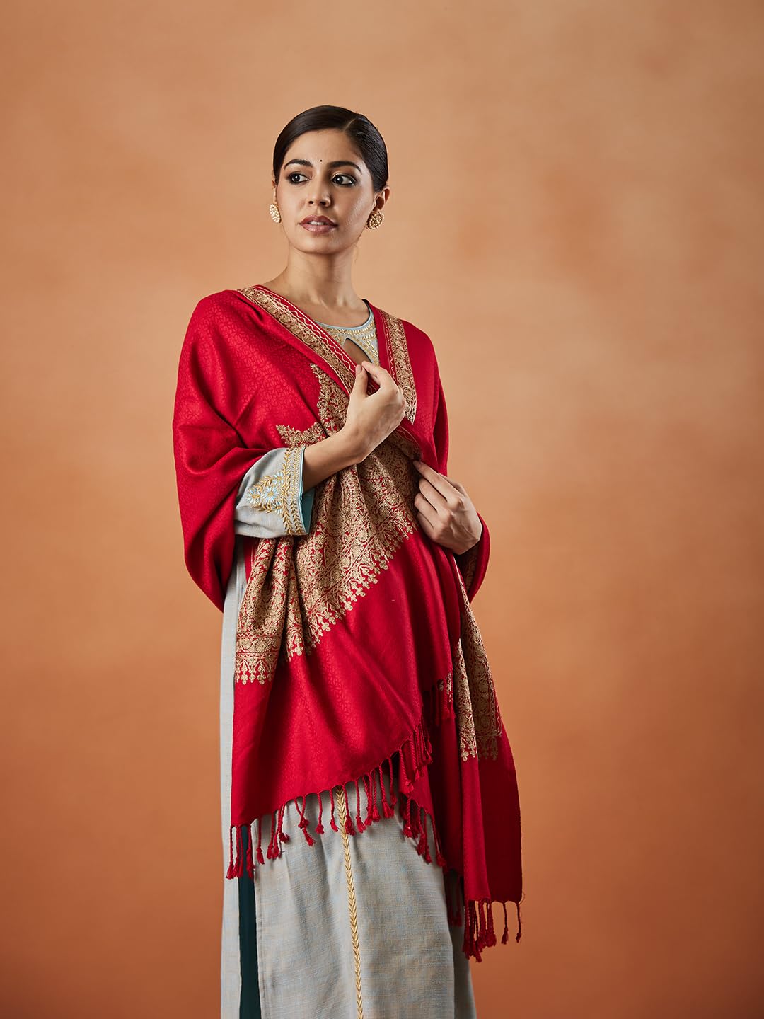 Pashmoda Firoza Kashmiri Aari Embroidery Stole for Women - Image 3