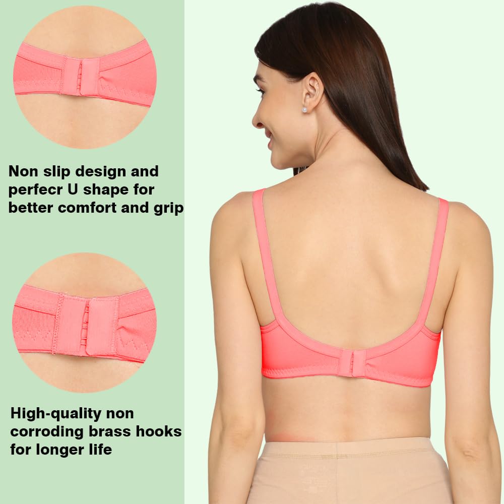 Evamomies Women's Cotton Lycra Feeding Bra - Black Pink Peach - Image 2