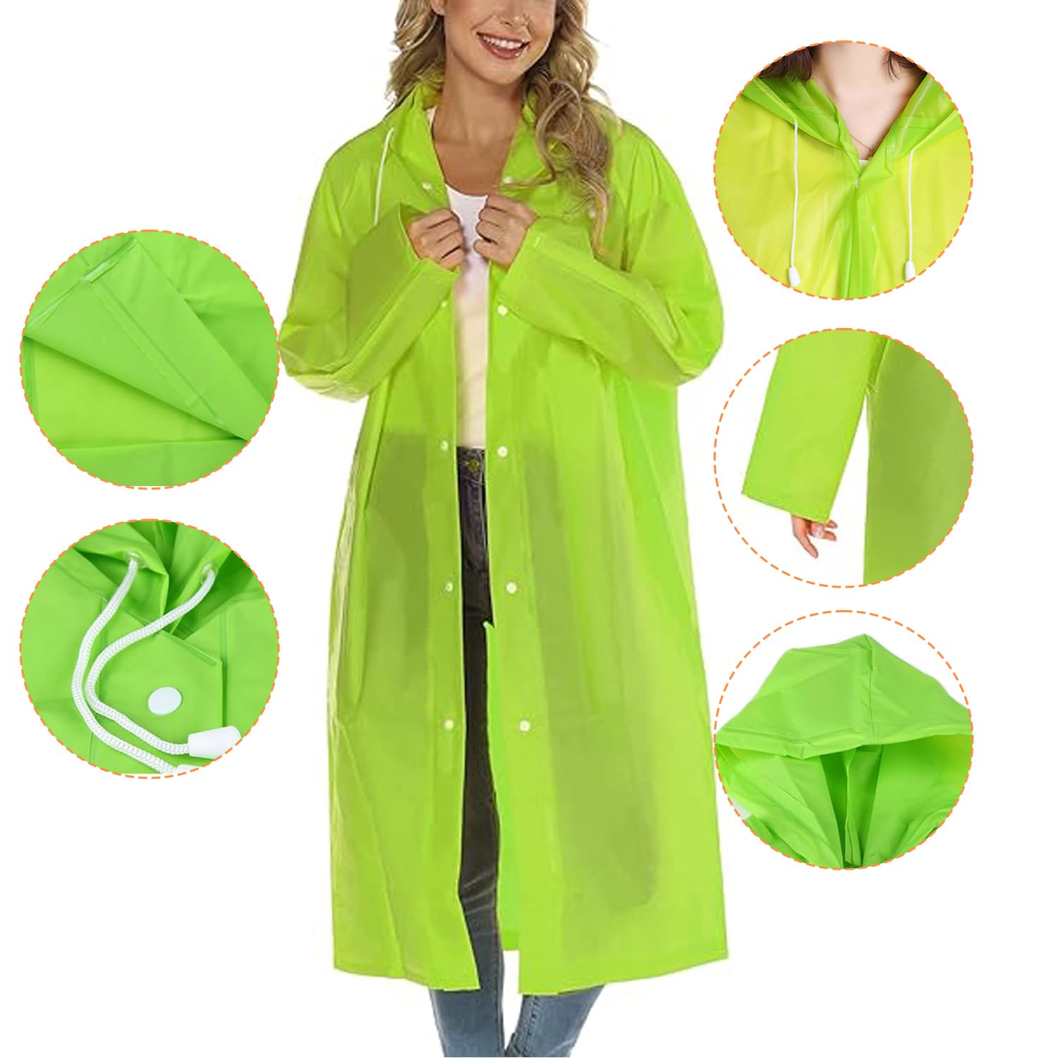 Allextreme Neon Green Unisex Raincoat - Image 3