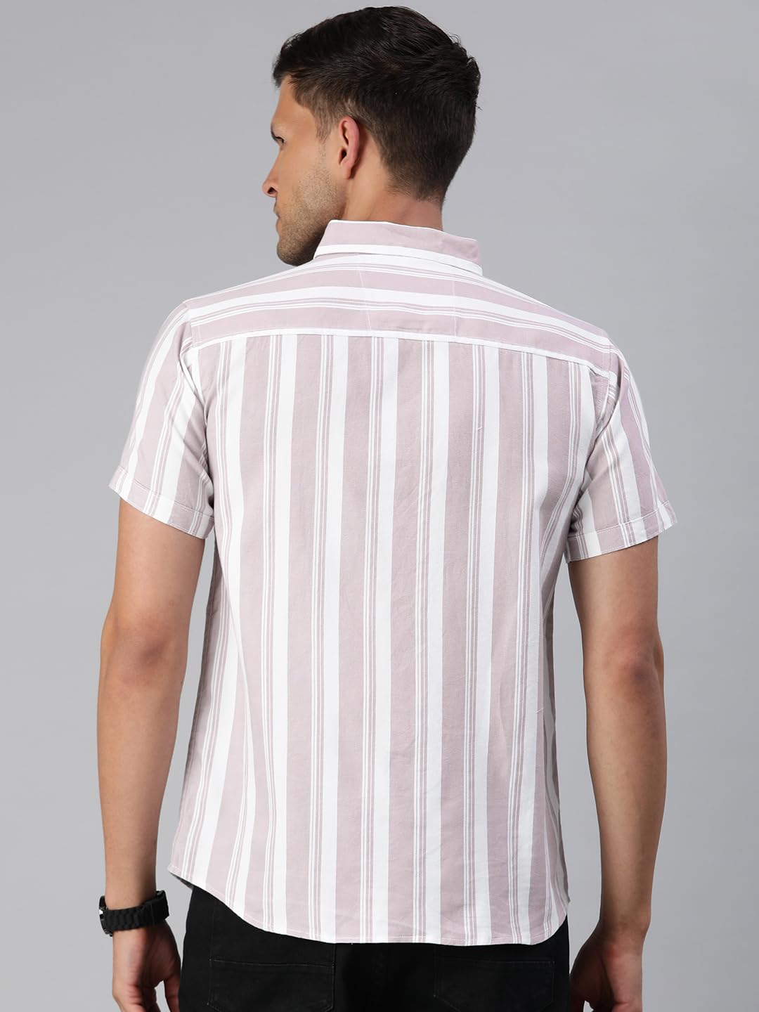 Majestic Man Striped Casual Shirt - Light Purple - Image 4