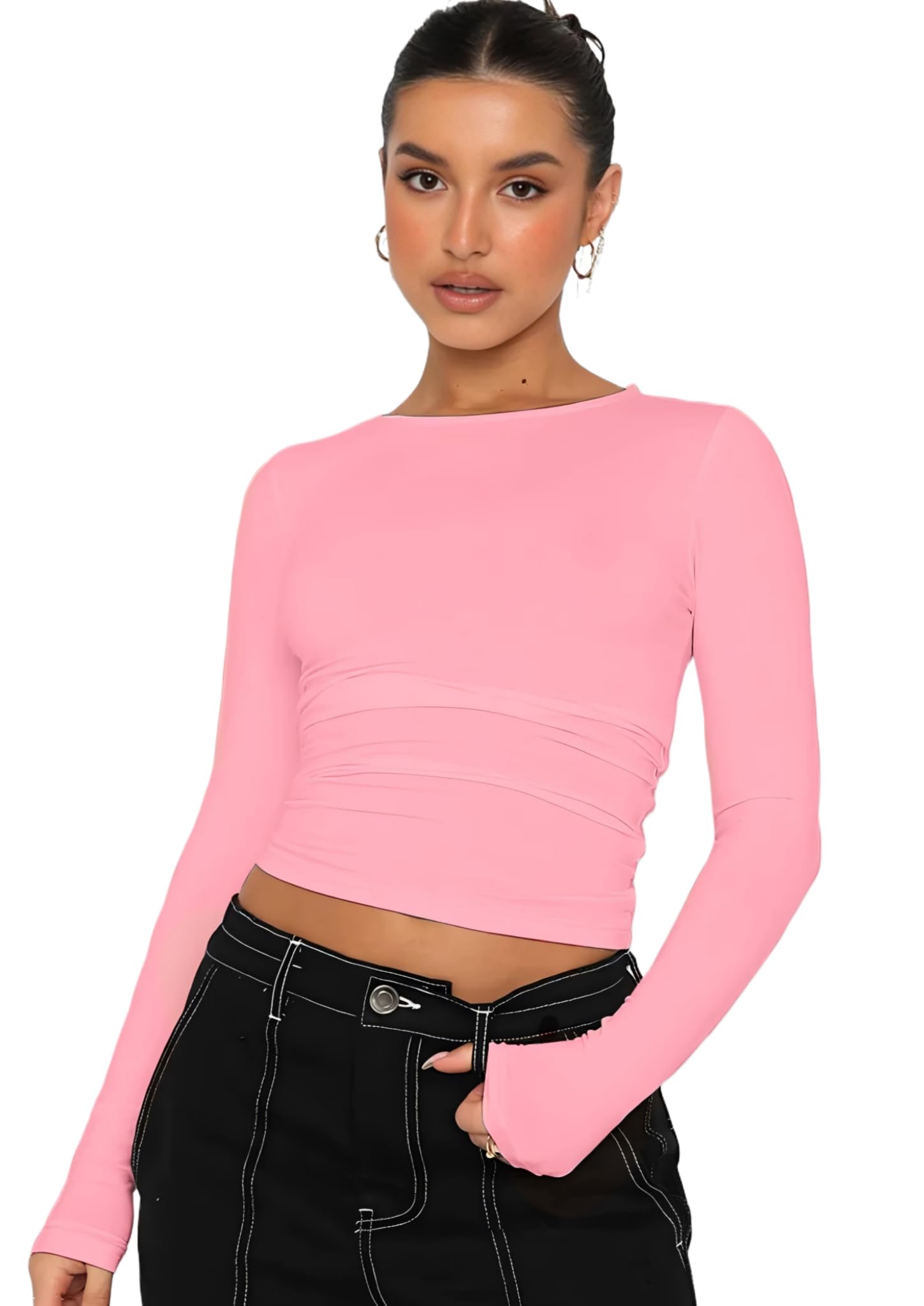 SKIMS Ultra Soft Full Sleeve Top for Women - Blush Pink