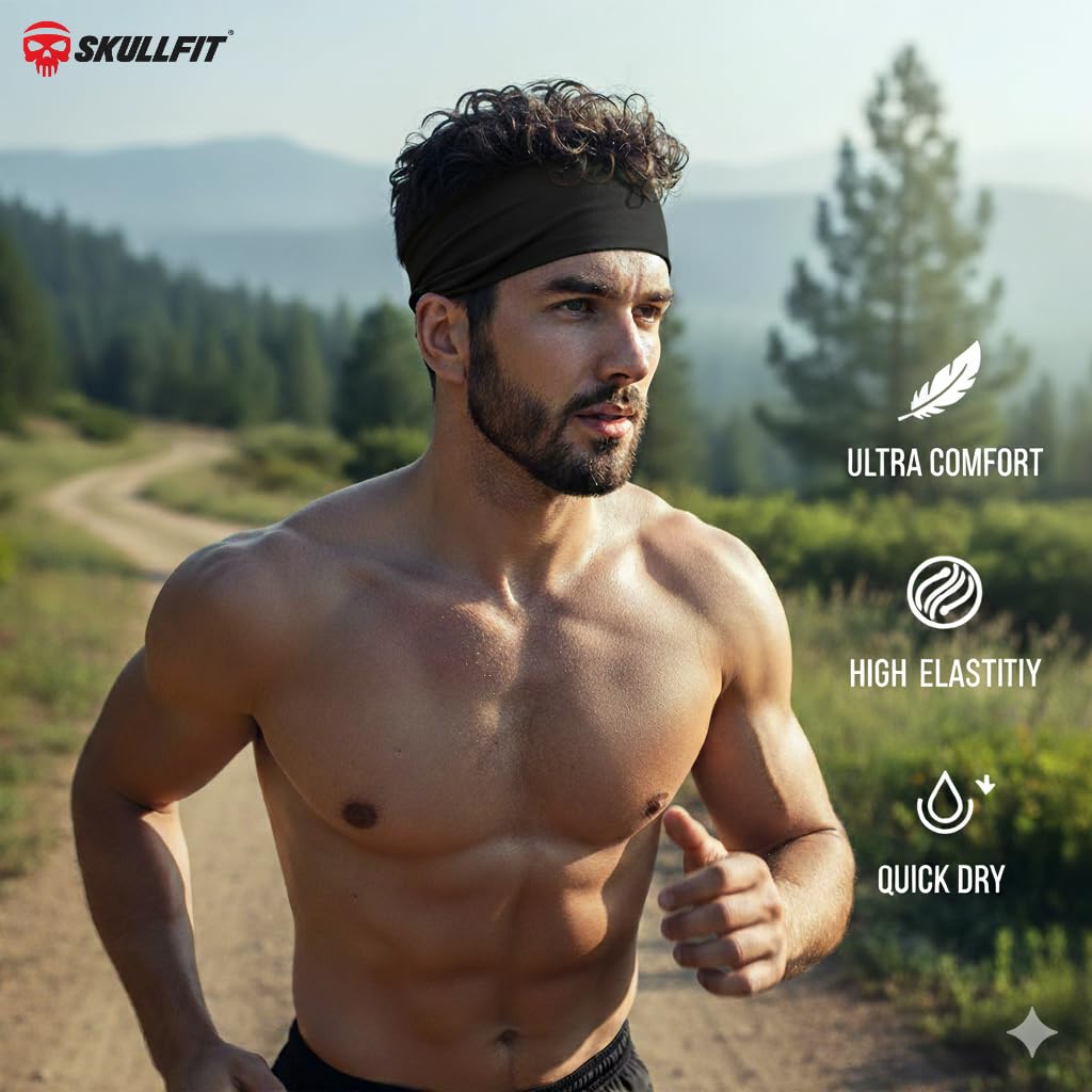 GarbGlide Sports Headbands for Men - Black - Image 3