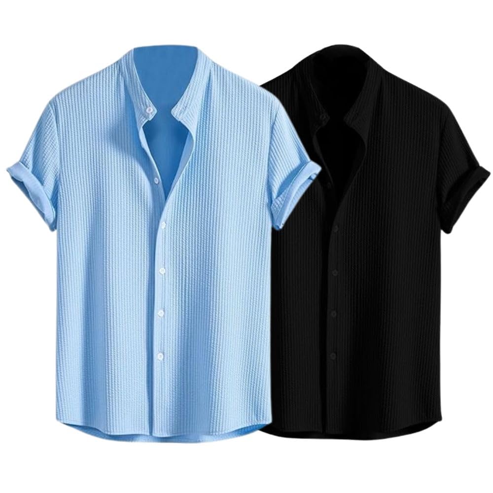 GRECIILOOKS Men's Waffle Weave Casual Shirt