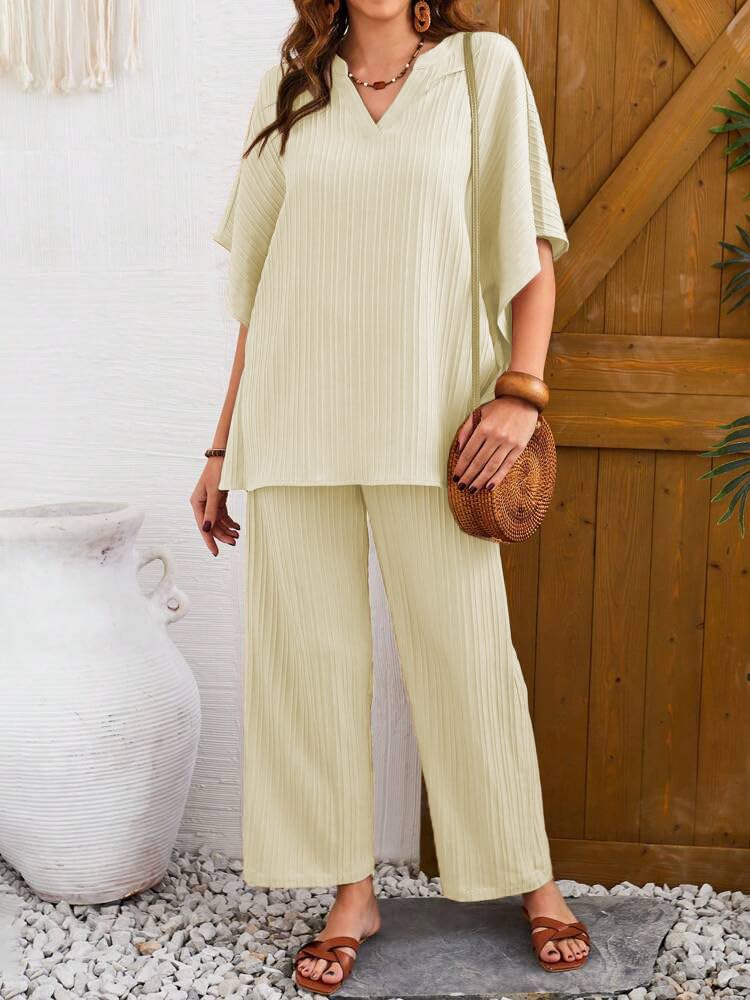 TADKEE Women Solid Color V-Neck Kaftan - Image 5