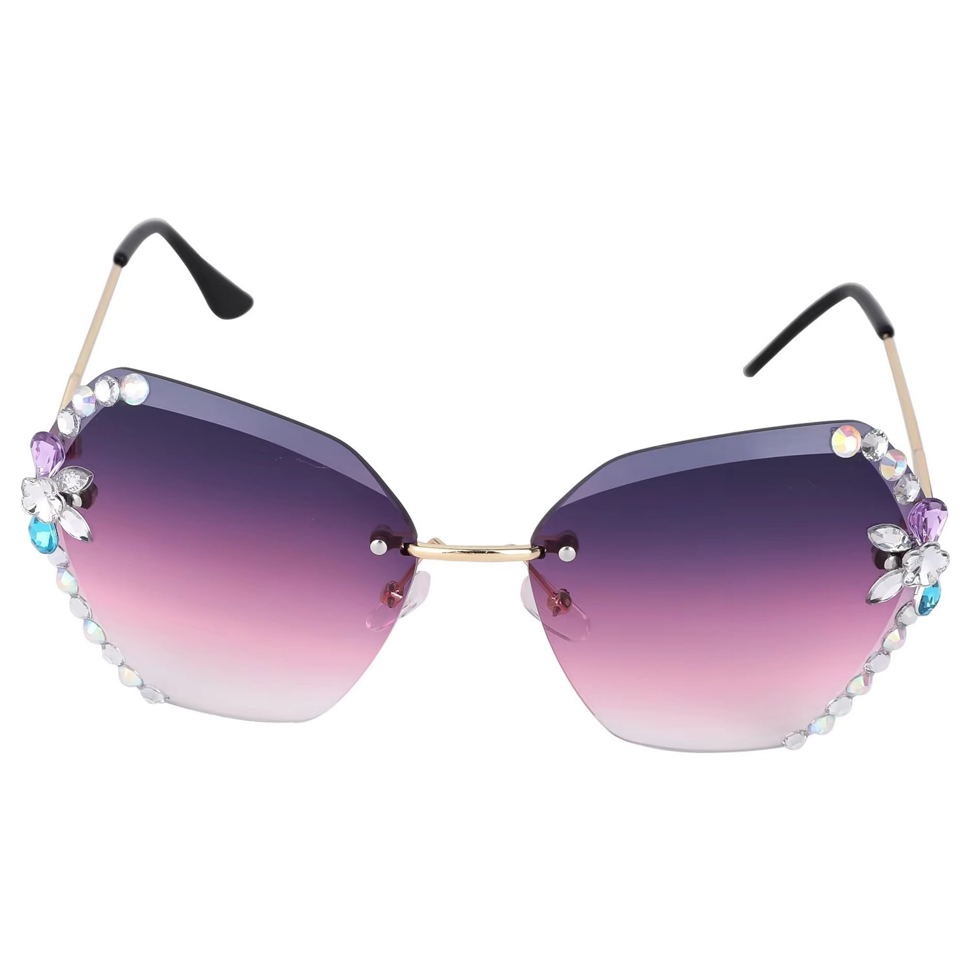 Dervin Sunglasses for Women - Rimless Flower Diamond-Cut - Image 3