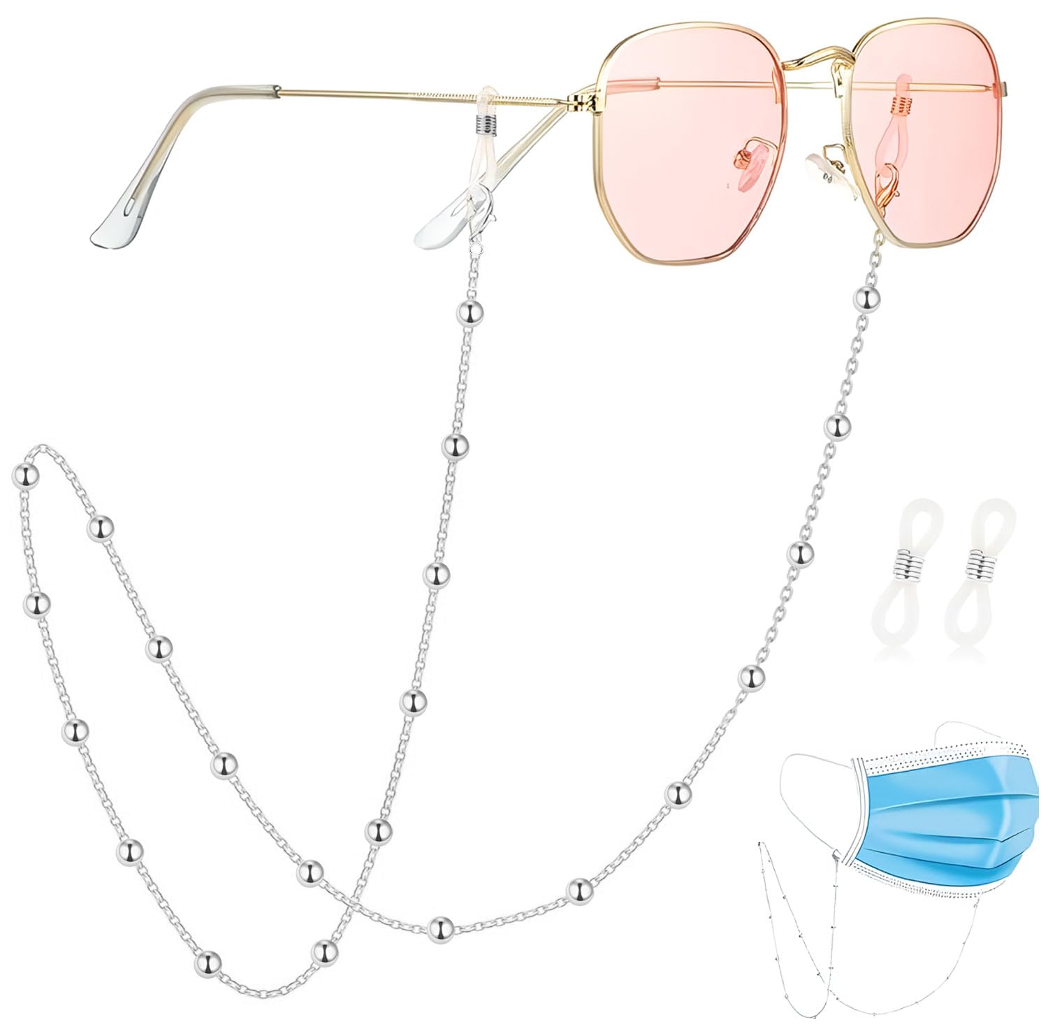 TecoKart Eyeglass Specs Holder Strap - Sliver