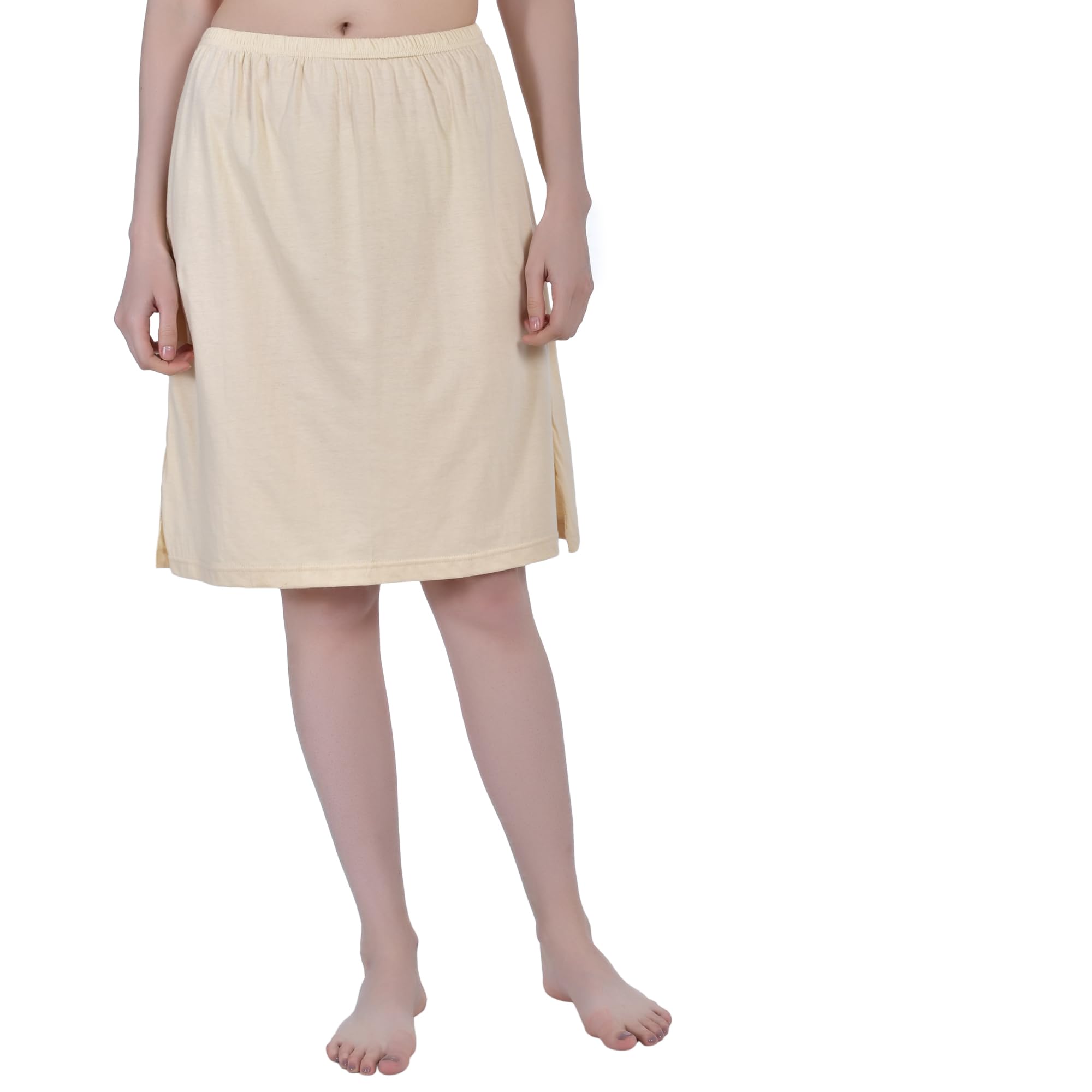 Aimly Women's Cotton Knee Length Skirt - Beige