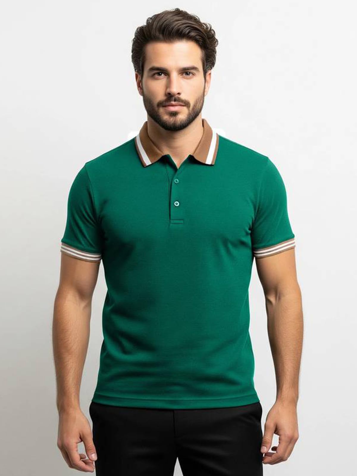 Veirdo Men's Polo T-Shirt with Colored Collar - Image 3