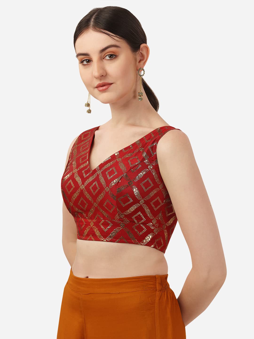 OOMPH Zari Work V-Neck Blouse - Image 3