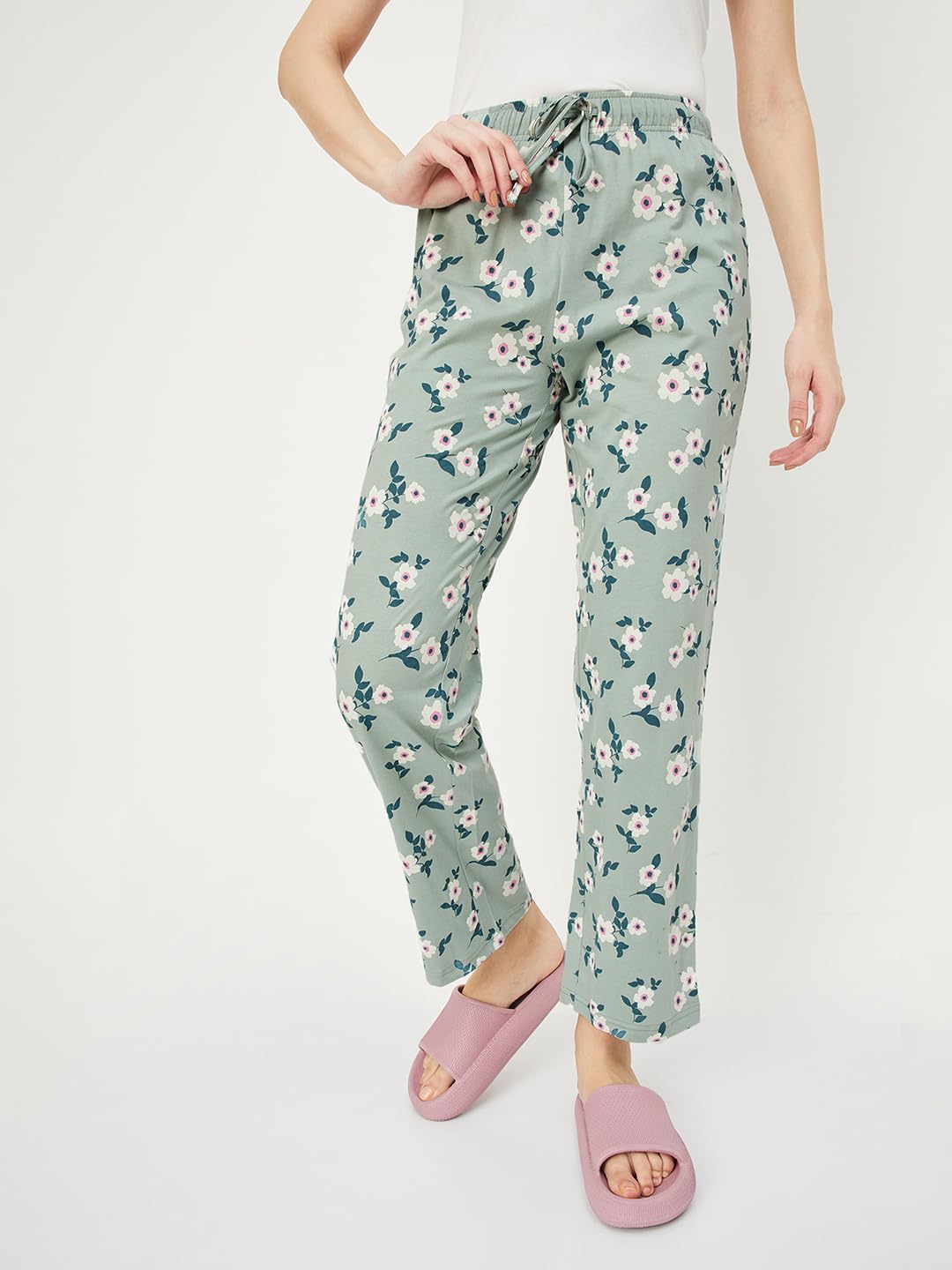 Max Women Cotton Floral Printed Pyjamas - Green - Image 2