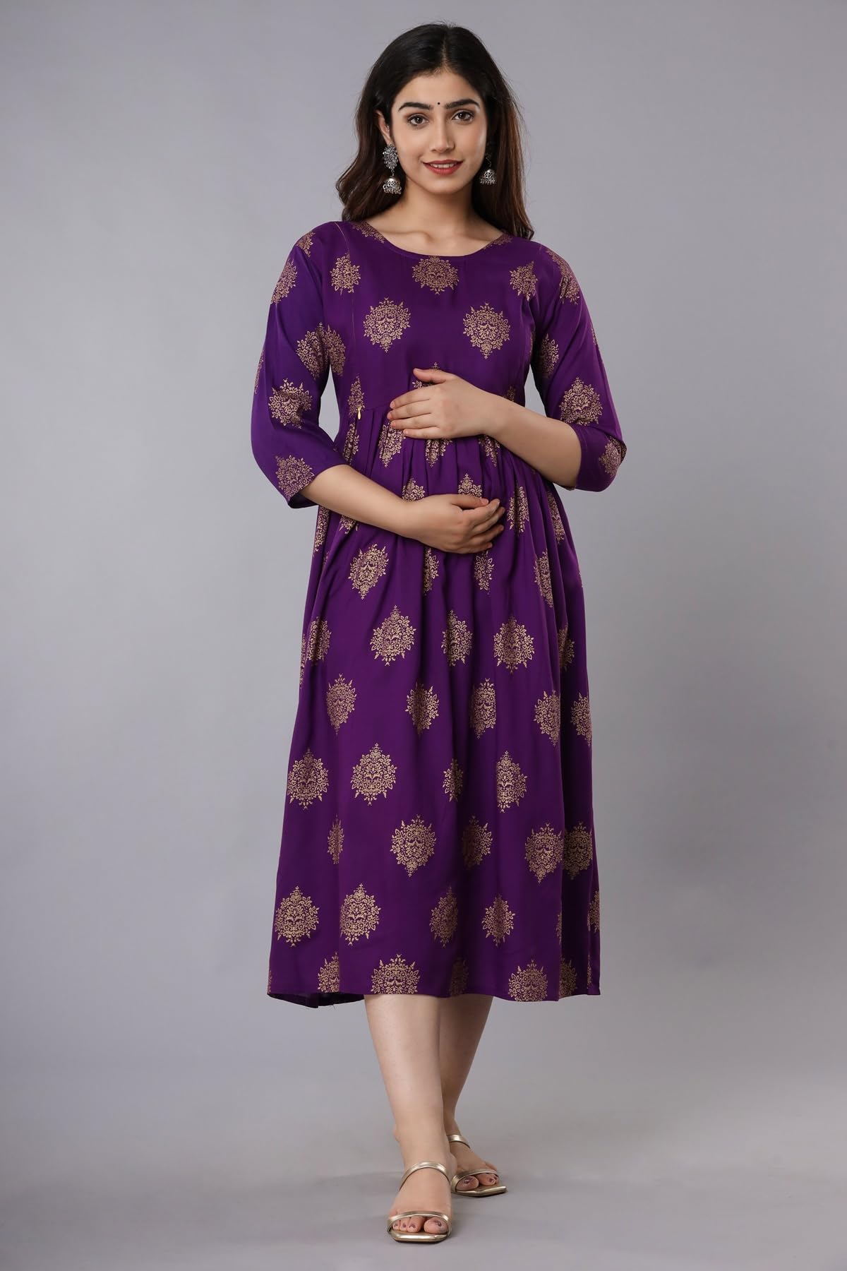 GarbGlide Maternity Kurta with Zipper for Women - Image 2