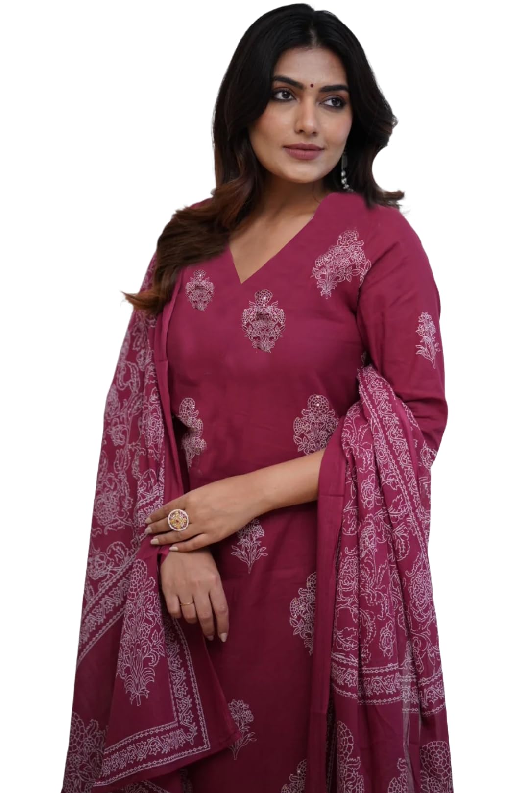 ANNI DESIGNER Women's Rayon Viscose Kurta with Pant & Dupatta - Wine