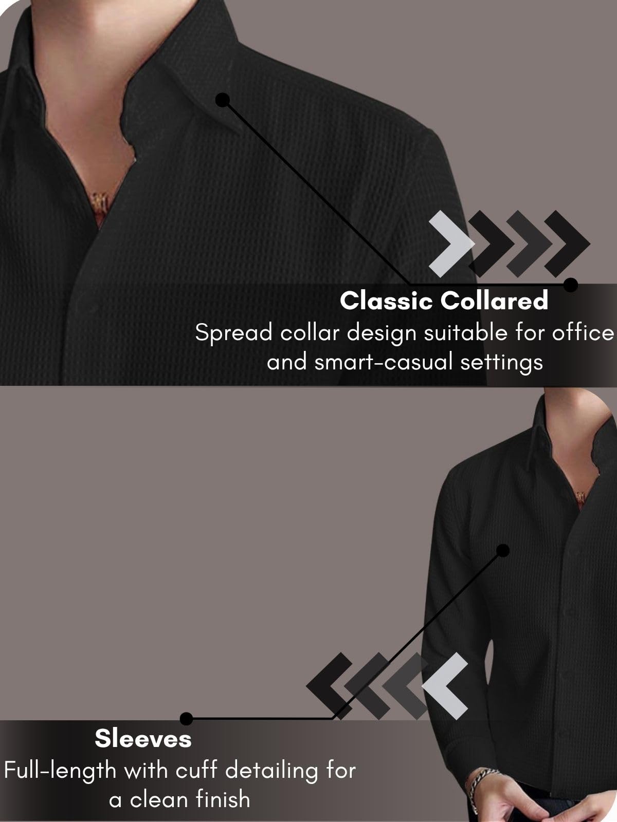 GRECIILOOKS Men's Black Formal Button Down Shirt - Image 5