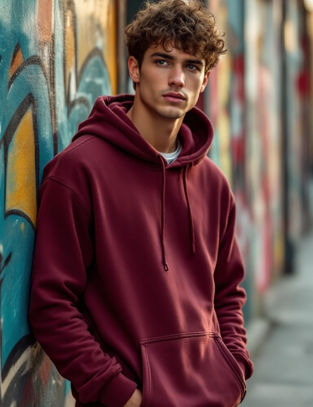Glowic Men's Maroon Oversized Hoodie - Image 2