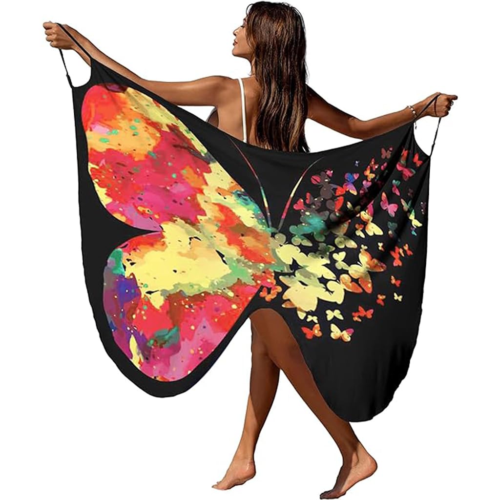 PALAY Beach Wear Dress for Women - Colorful Butterfly Print