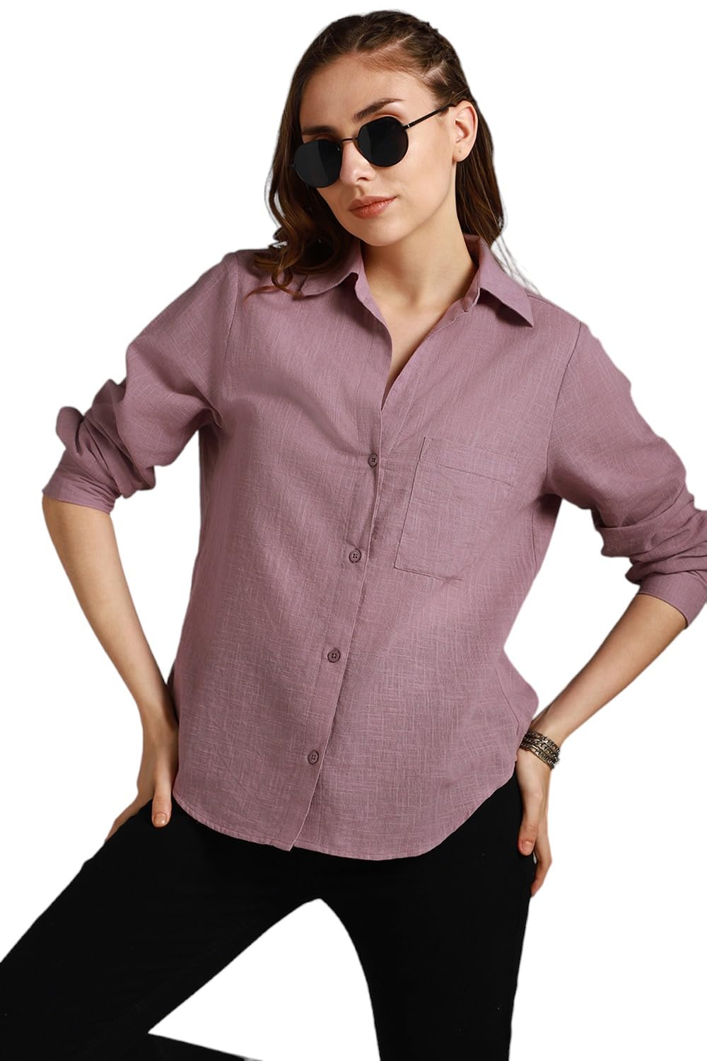 HIGH STAR Women's Oversized Shirt - Purple