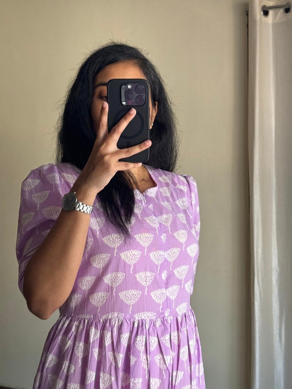 GarbGlide Women's Midi Dress - Abstract Print Lavender - Image 2