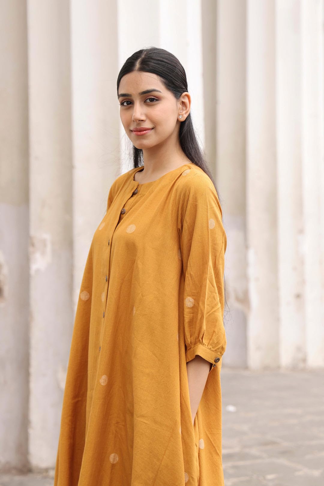 ANNI DESIGNER Kurta Set with Palazzo for Women - Mustard Yellow - Image 5