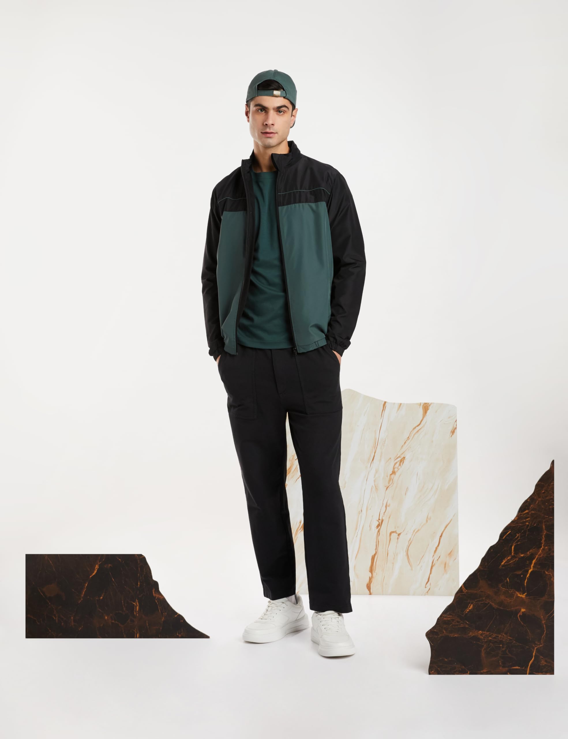 Amazon Men's Light Weight Lined Jacket - Black Dark Green - Image 3