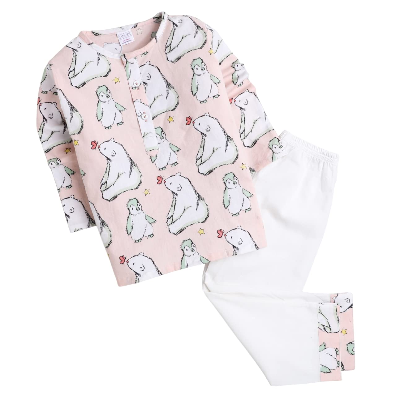 POLKA TOTS Cotton Kurta Pyjama Set for Kids - White