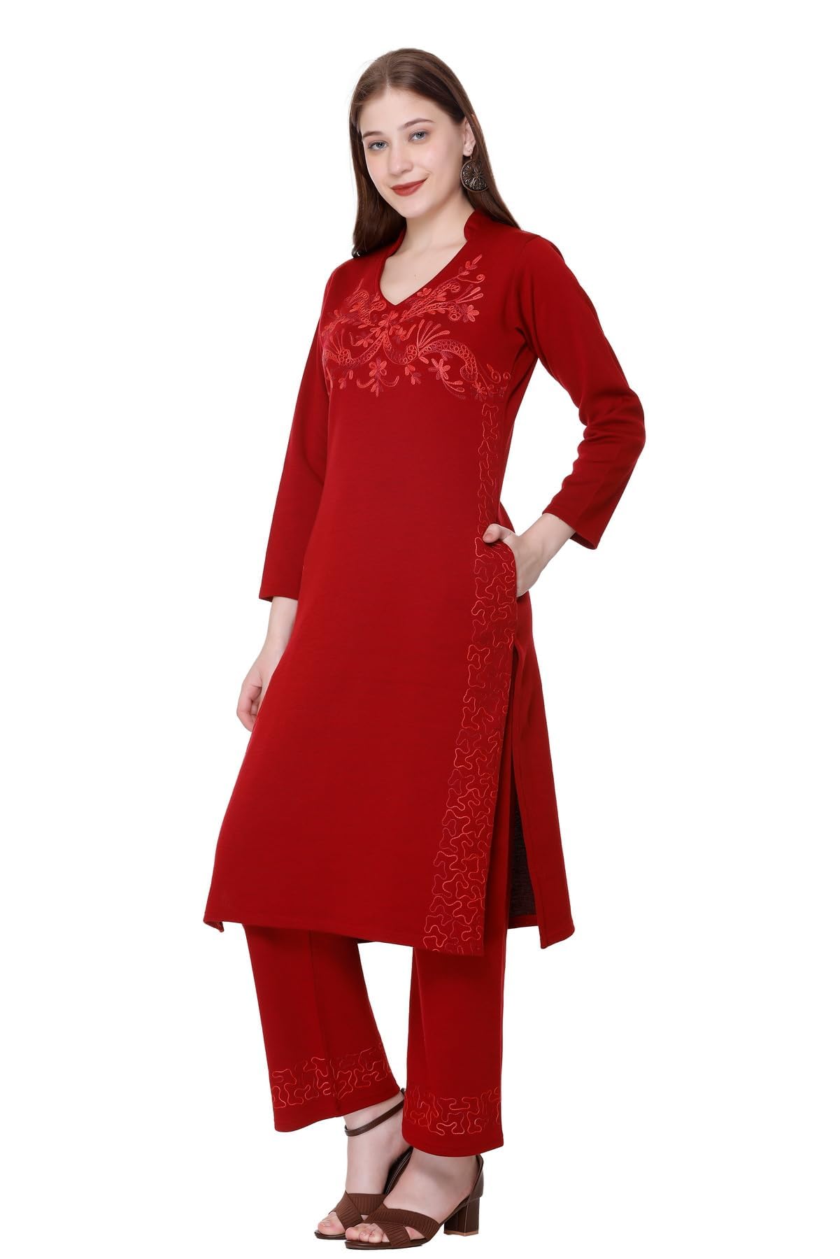 Rosary Woolen Winter Kurta Set for Women - Image 3