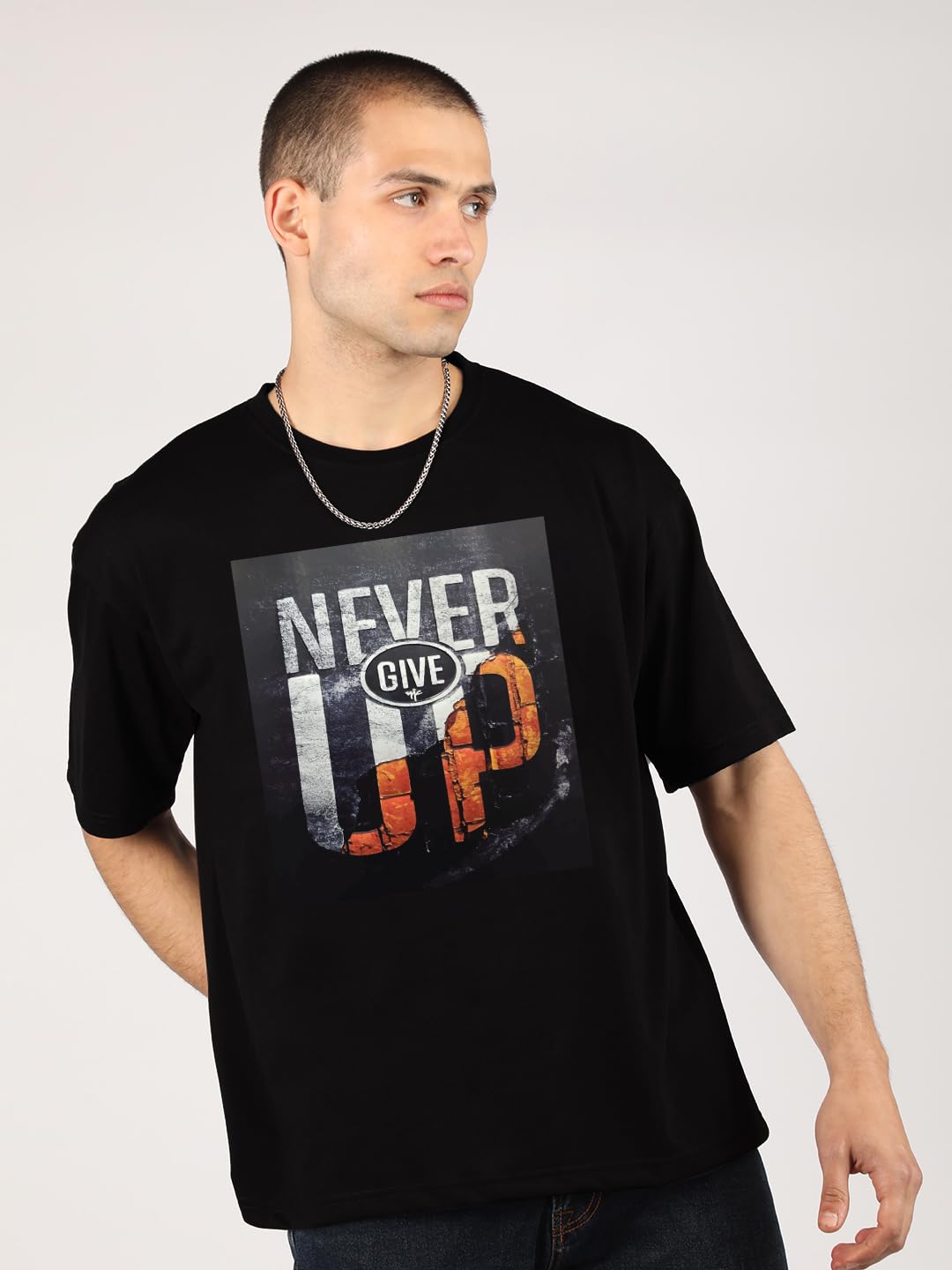 CHKOKKO Printed Round Neck T Shirt for Men - Black - Image 4