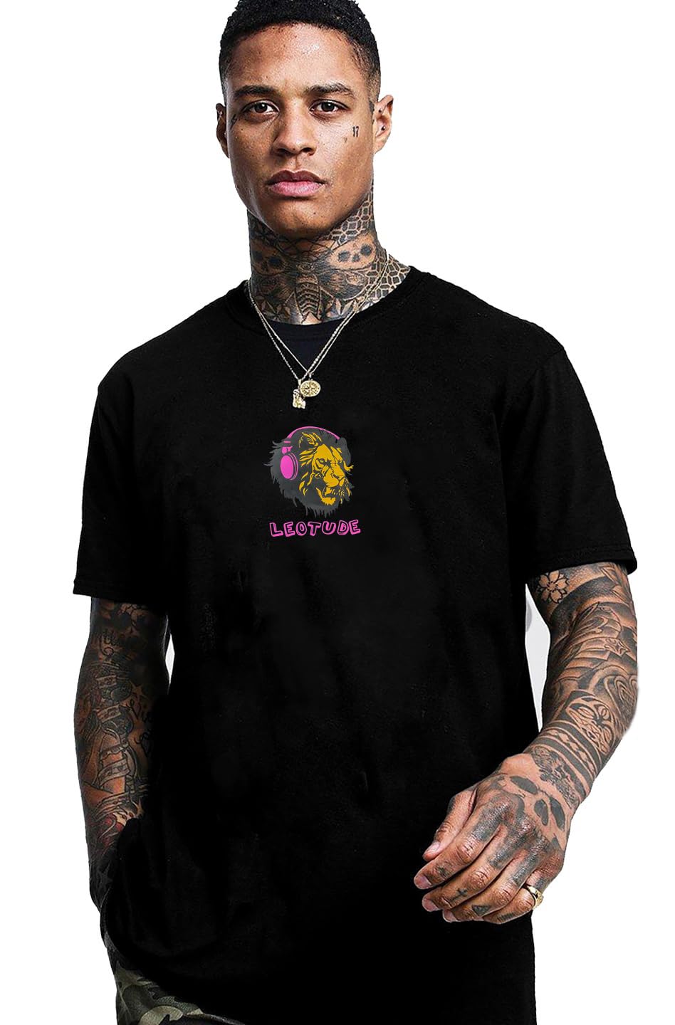 LEOTUDE Men's Cottonblend T-Shirt - Black - Image 2