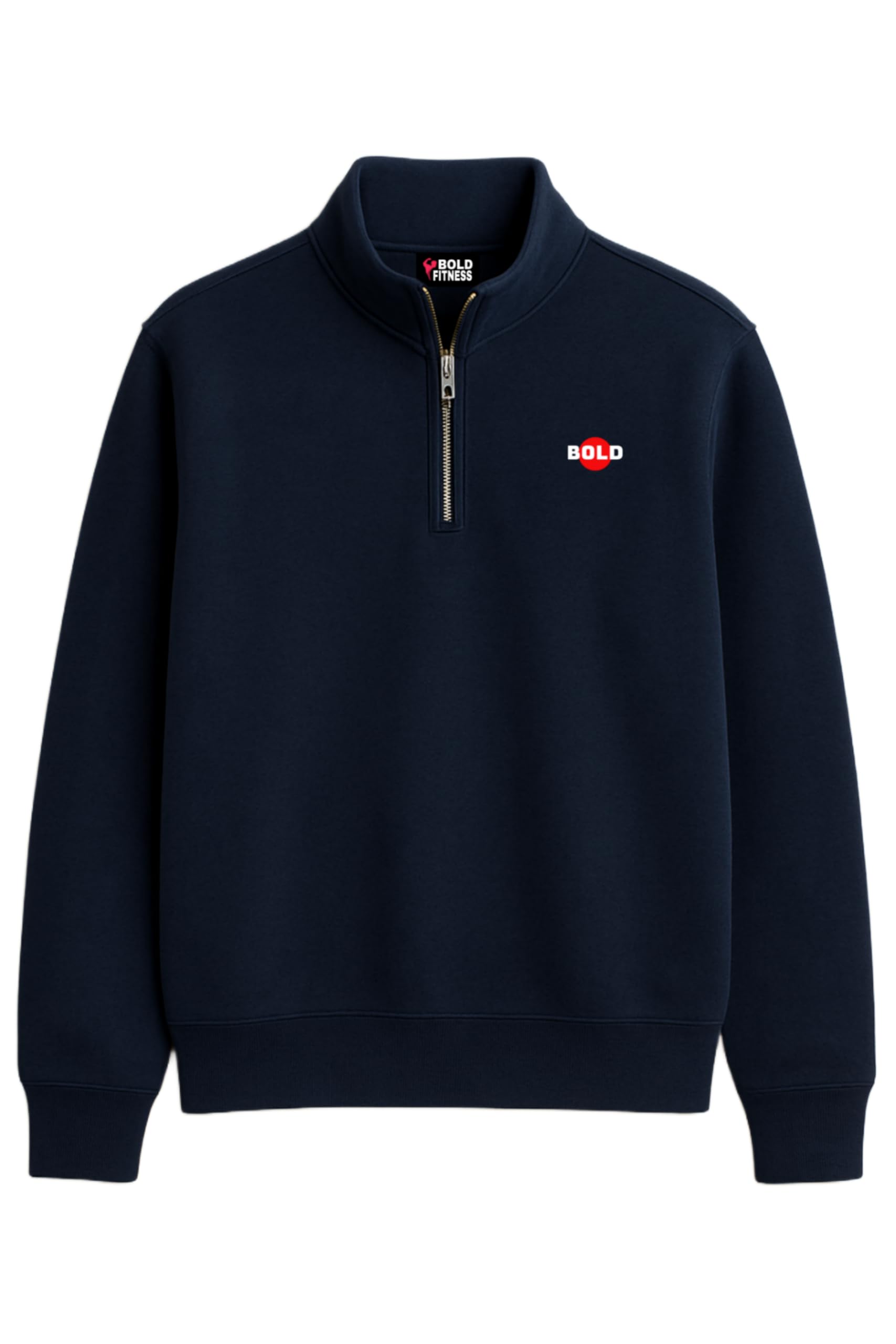 BOLD FITNESS Men's Navy Blue Quarter-Zip Fleece