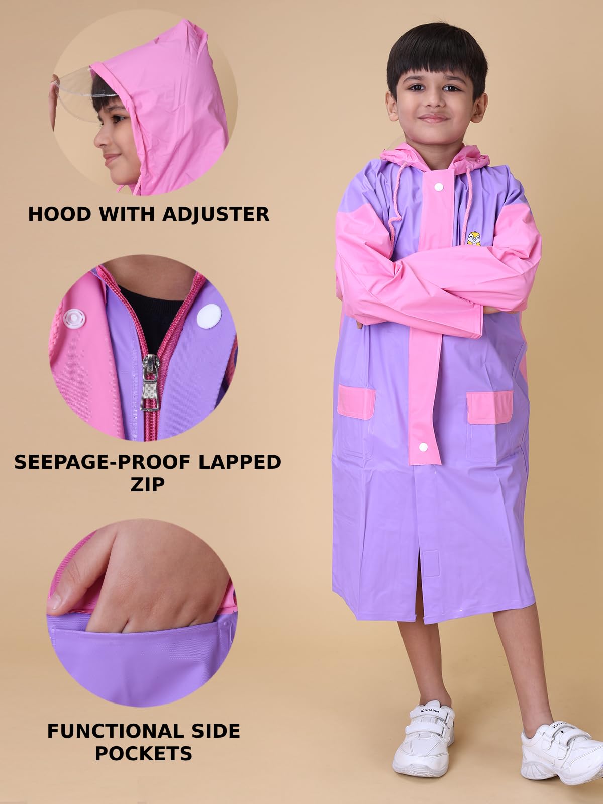 Rupa Kids Waterproof PVC Rain Jacket - Purple - Image 2
