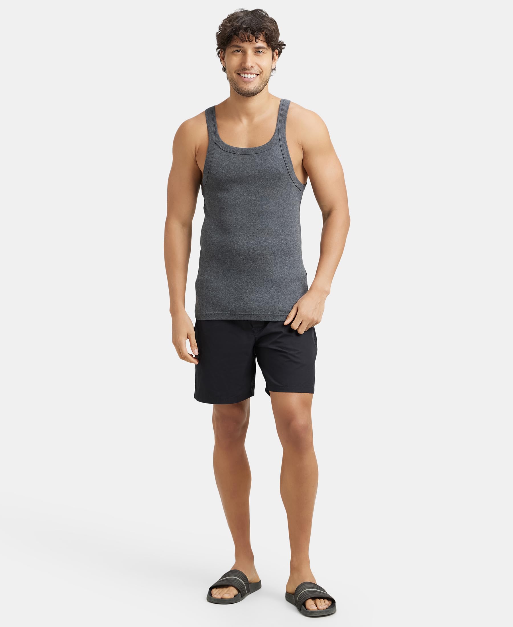 Jockey Men's Charcoal Cotton Rib Tank Top - Image 5