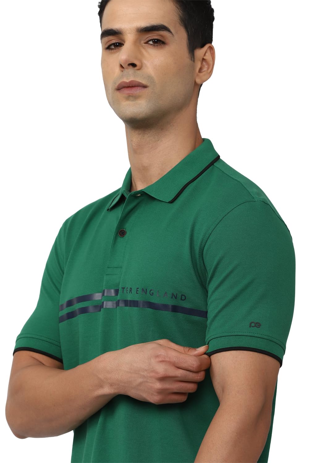 Peter England Men's Polo - Olive - Image 4