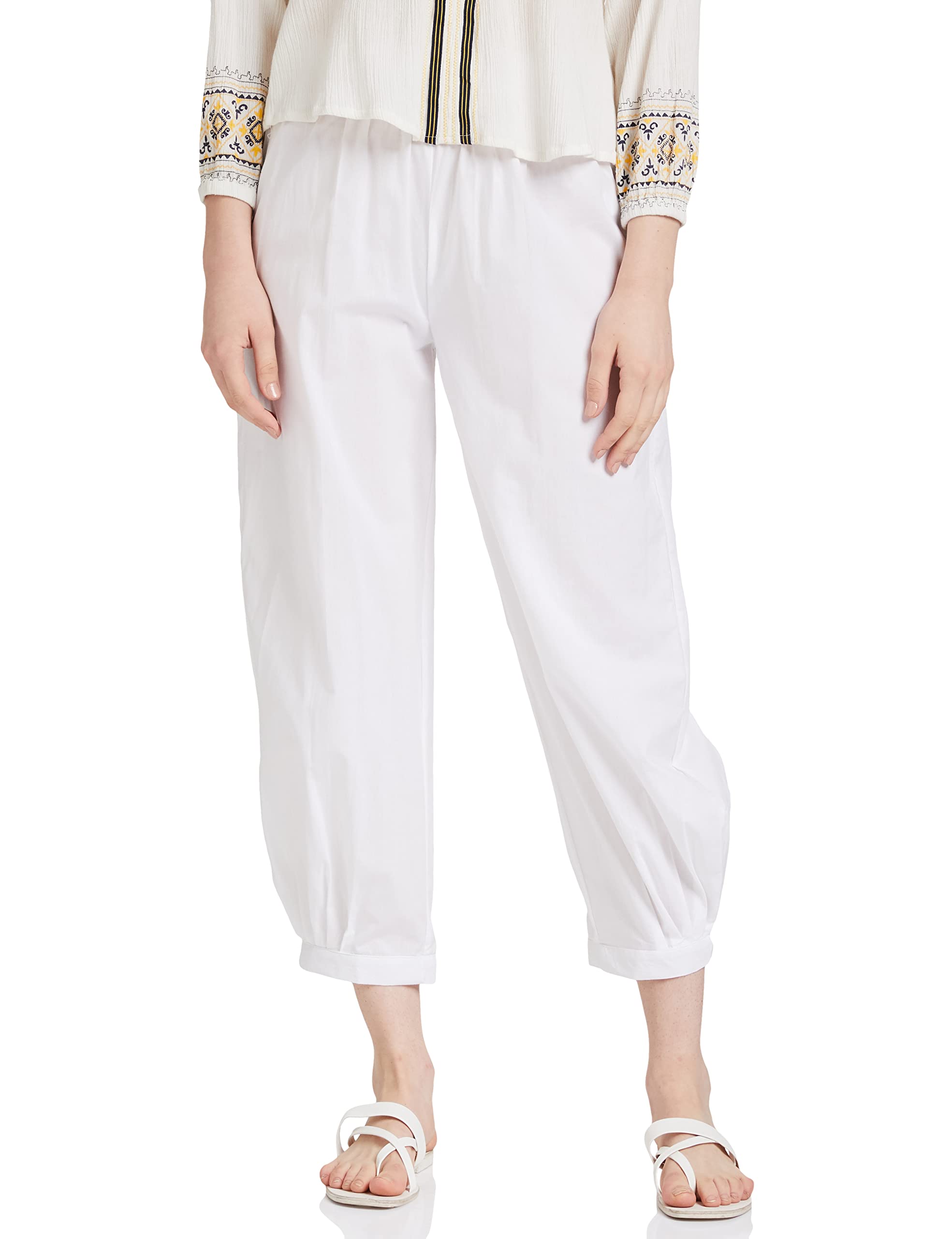 Myx Women's Cotton Afghan Salwar - White