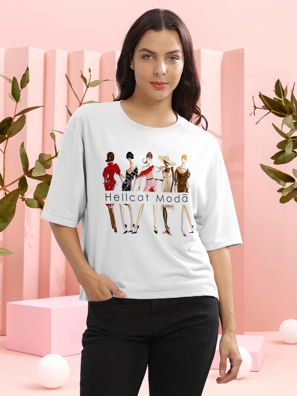 HELLCAT Women's White Printed Crop T-Shirt - Image 2