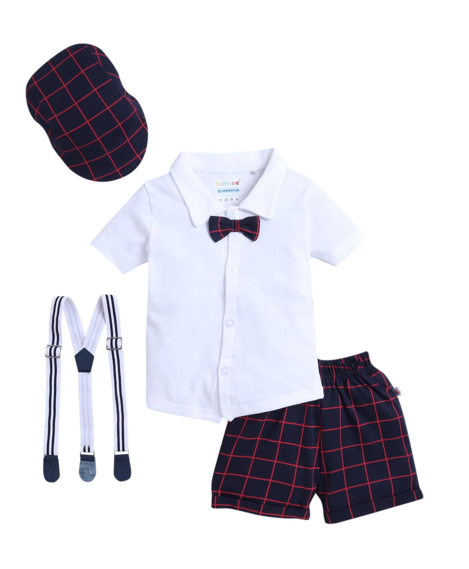 BUMZEE Boys Shirt & Short Set - Navy & White