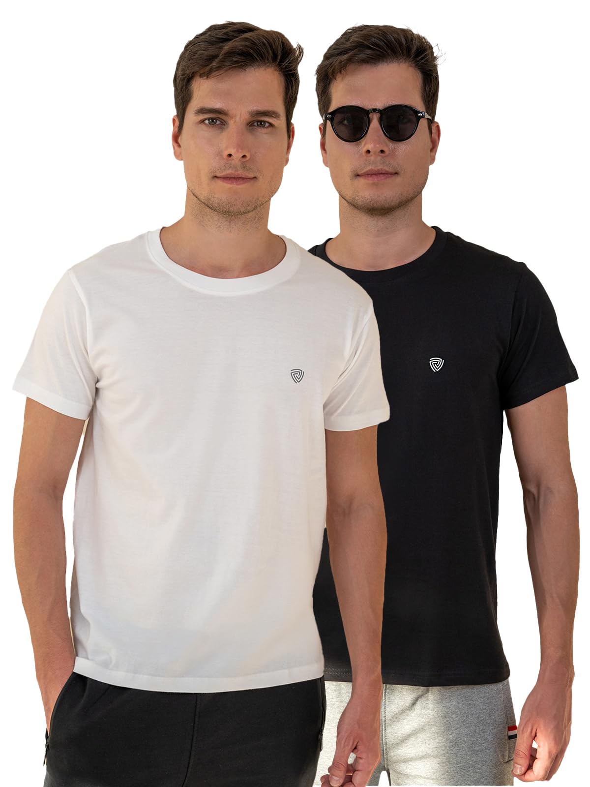 Lux Cozi Men's Black and White Round Neck T-Shirt
