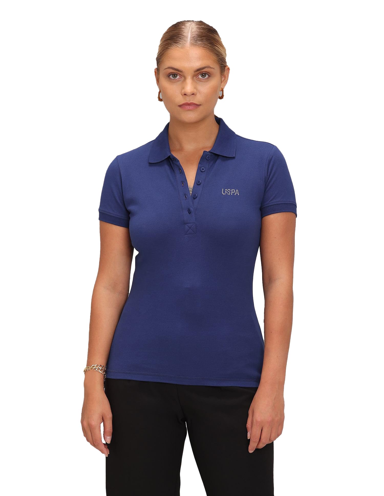 U.S. POLO ASSN. Women's Polo Shirt - Light Blue Navy
