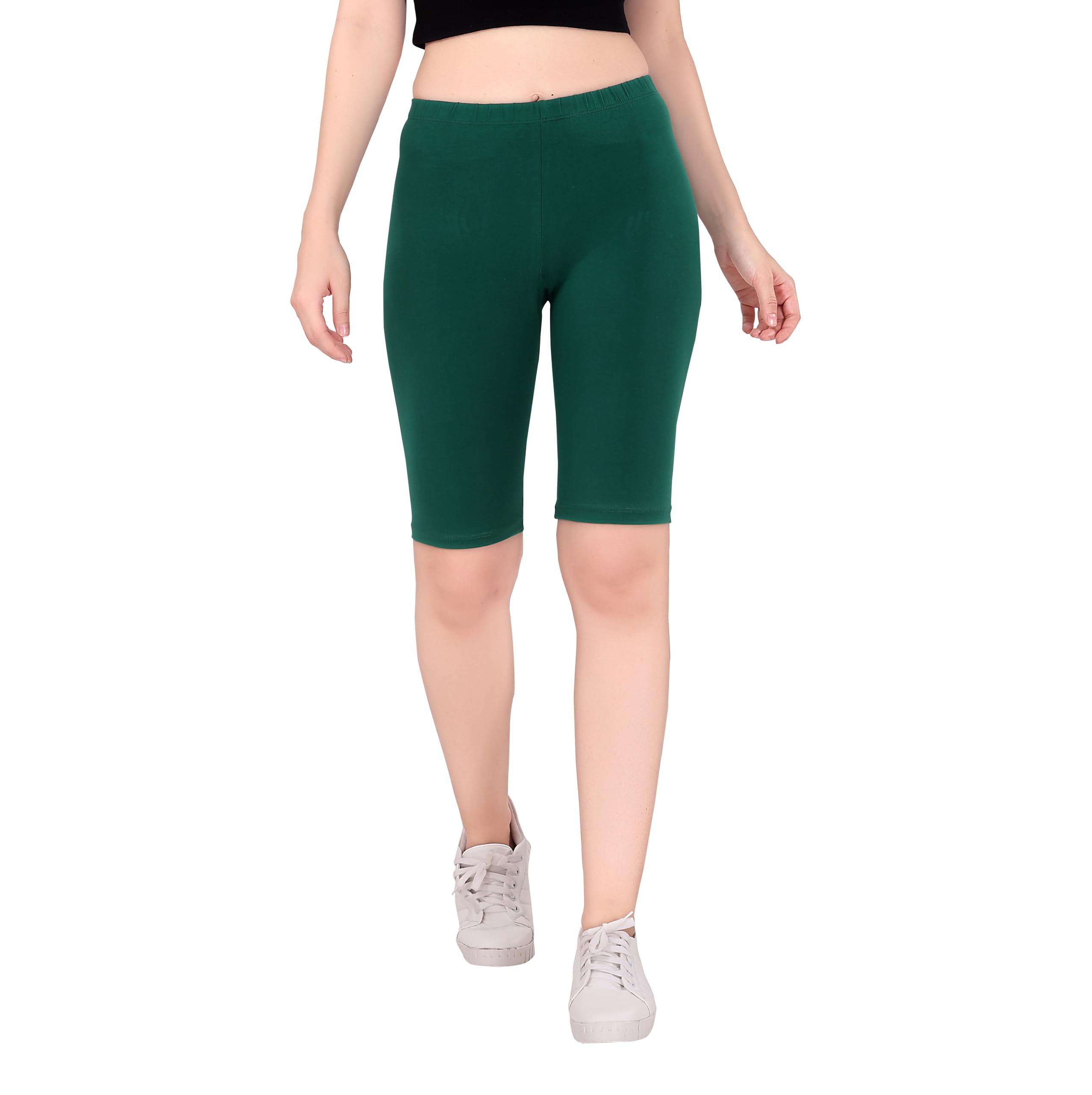 TRASA Women's Forest Green Biker Shorts