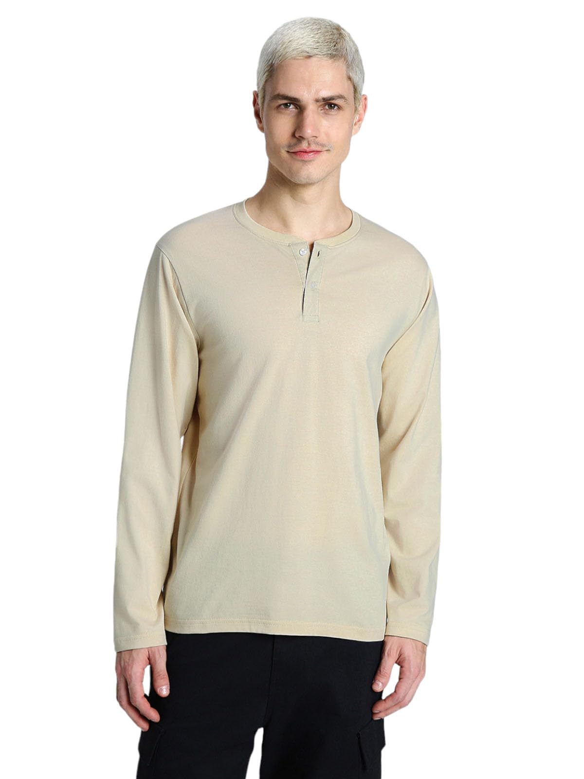 Veirdo Cotton Henley Neck T-Shirt for Men & Boys