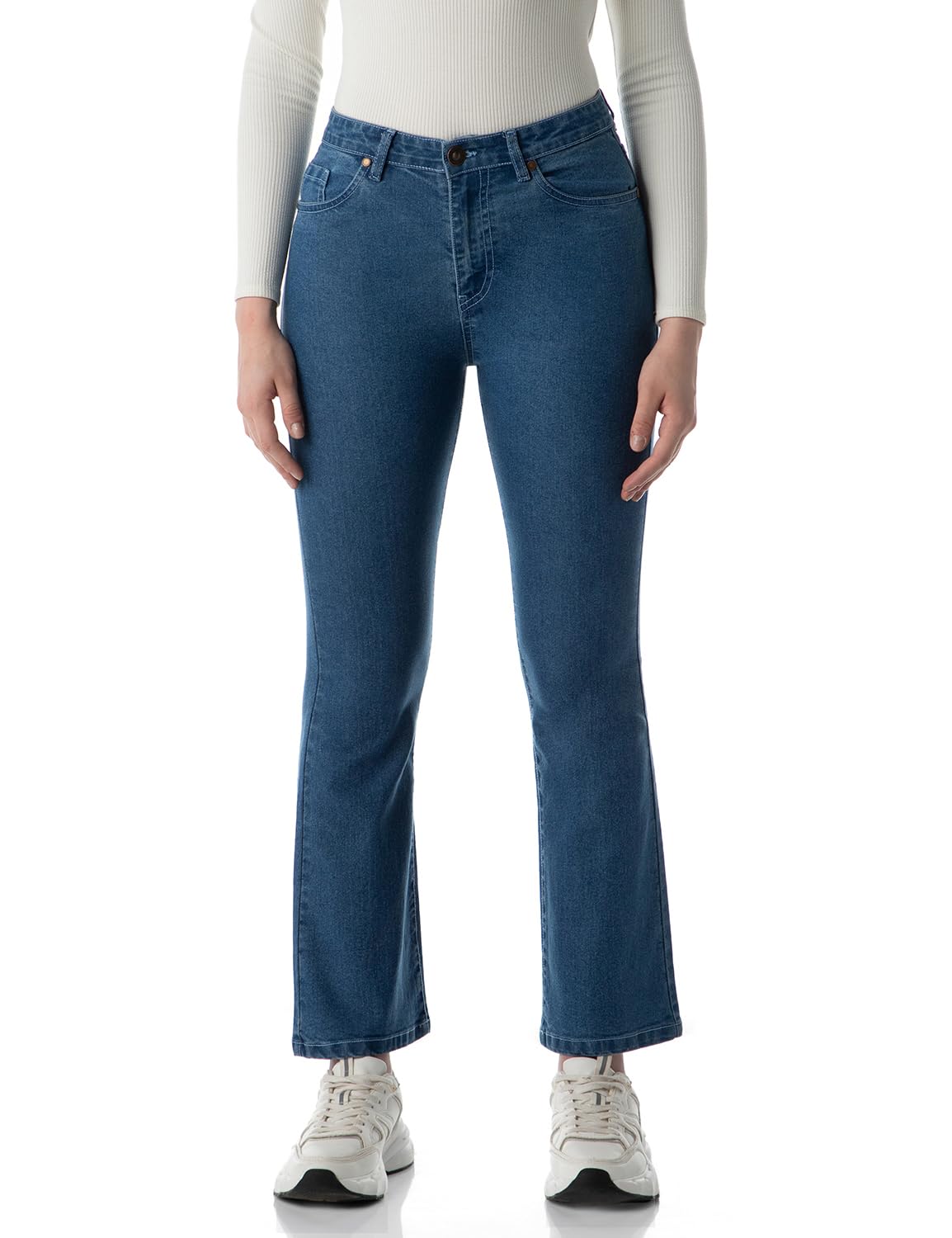 INKD Women's Flared Bootcut Jeans - Enzyme Wash