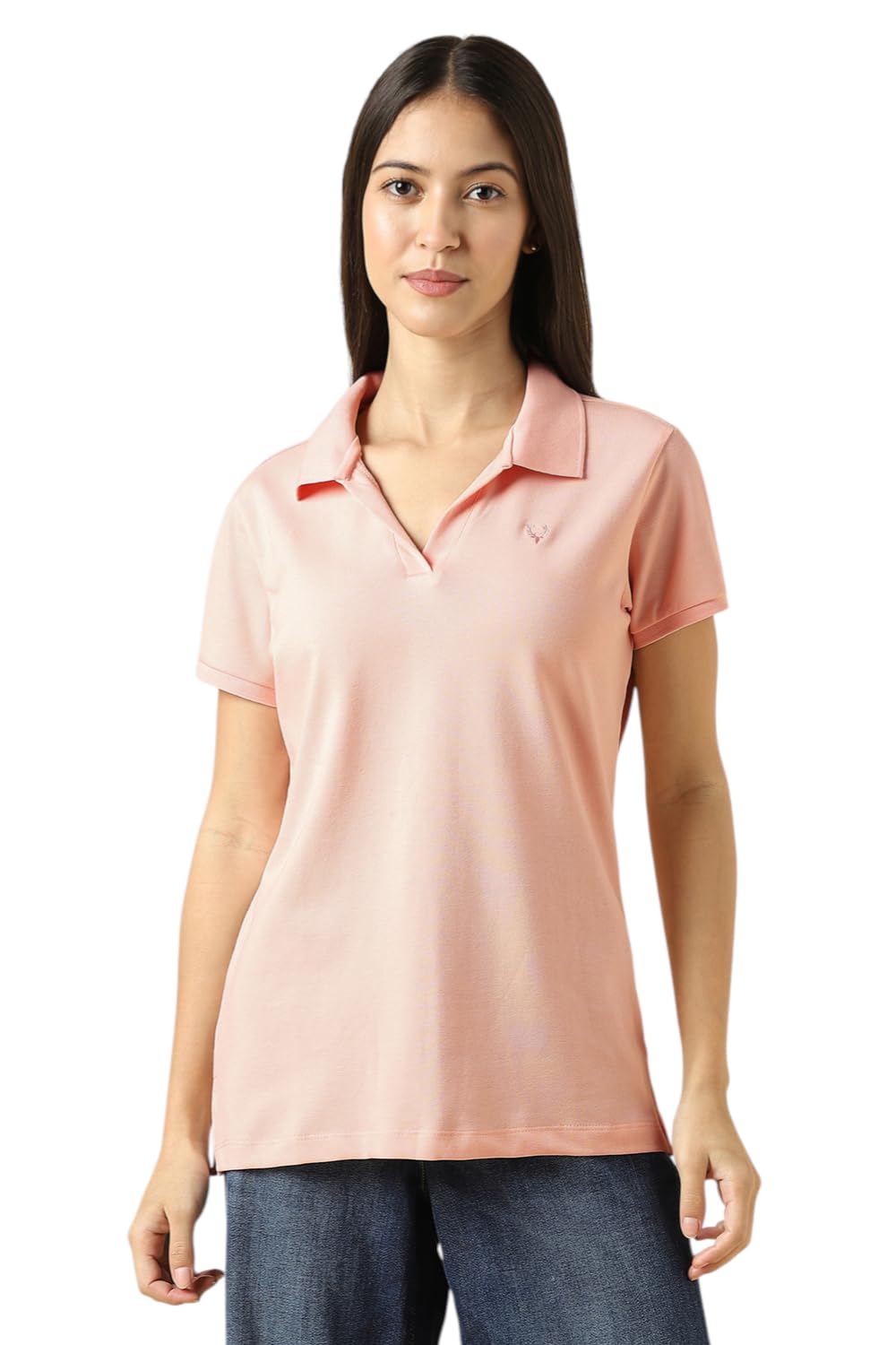 Allen Solly Women's Pink Polo Neck T-Shirt