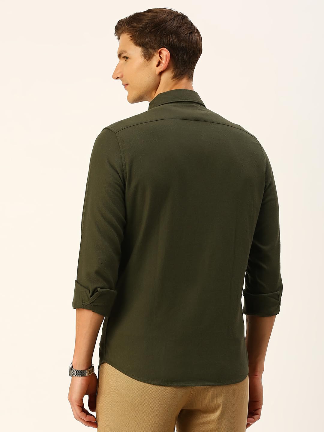 Thomas Scott Men's Solid Slim Fit Shirt - Olive - Image 4