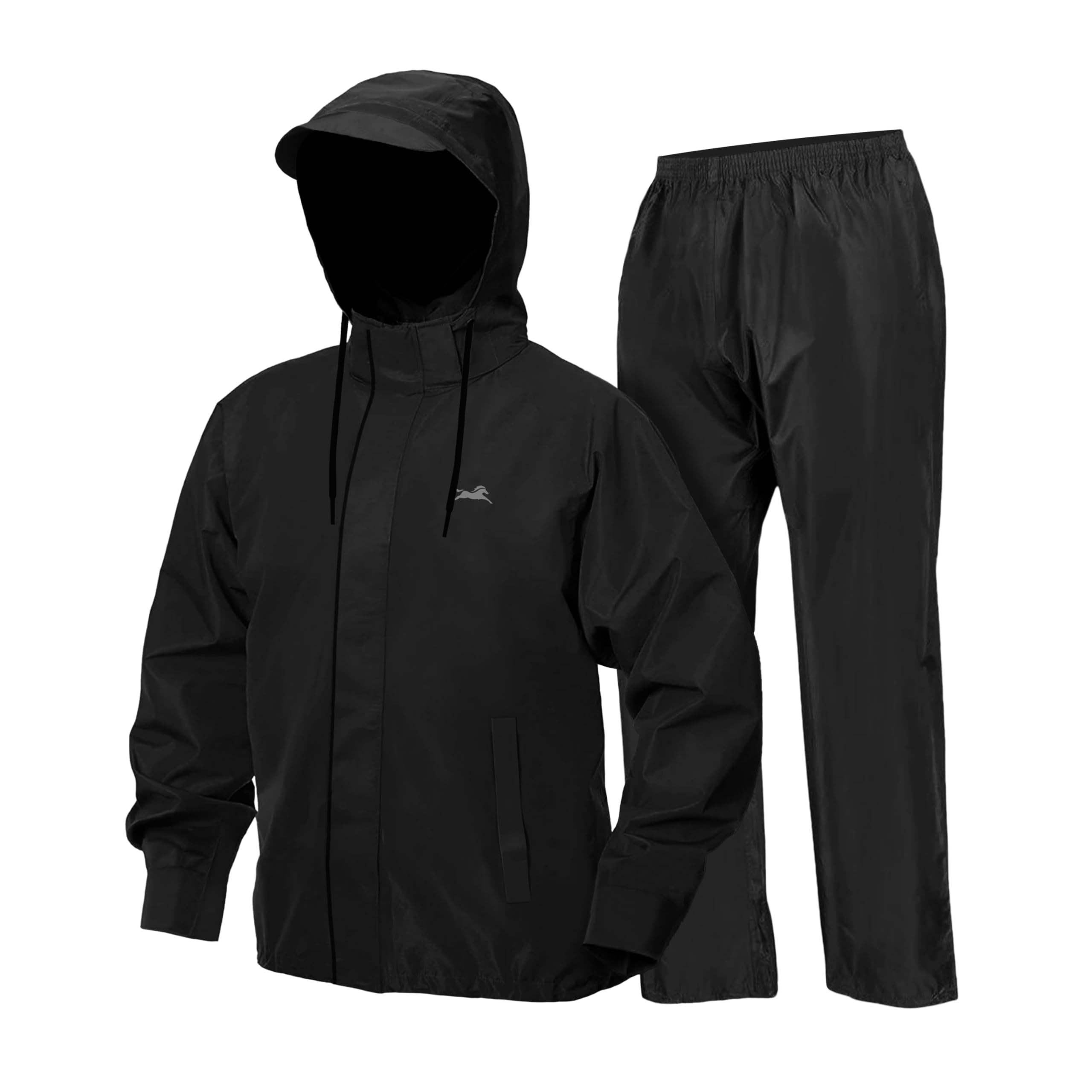 TVS Unisex Double Layer Polyester Raincoat - Black