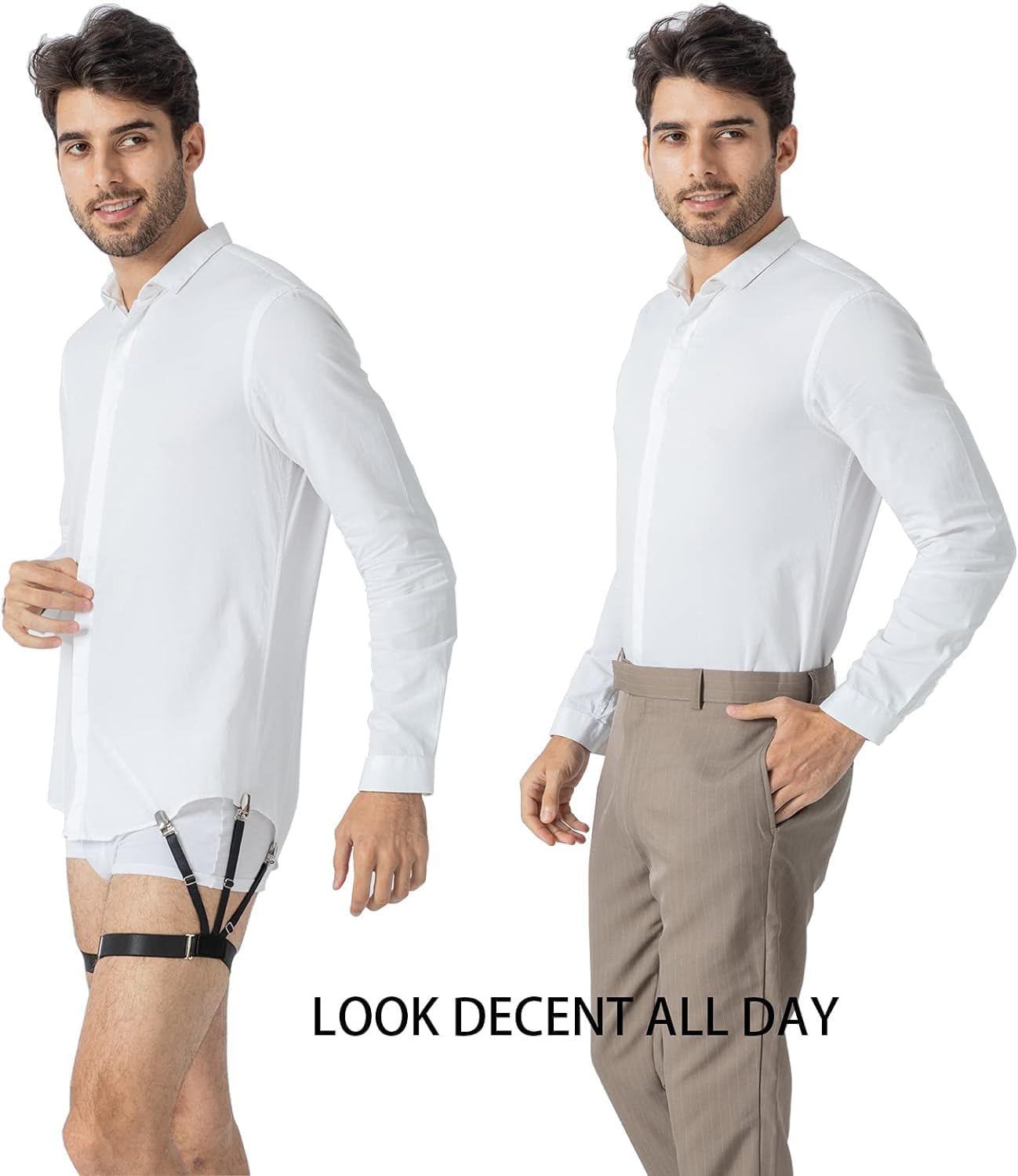 SHYAM Men's Adjustable Shirt Stays - Elastic Non-Slip - Image 2