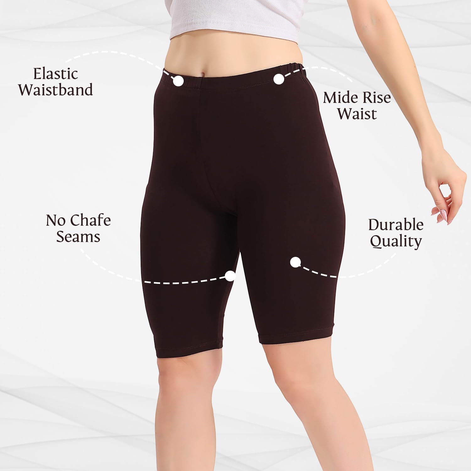 TRASA Women's Brown Cotton Biker Shorts - Image 3