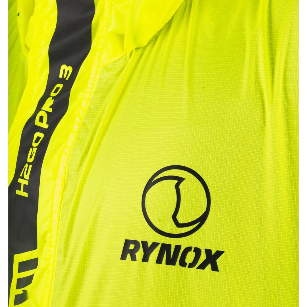 Rynox Unisex H2Go Pro 3 Rain Jacket - Hi-Viz Green - Image 5