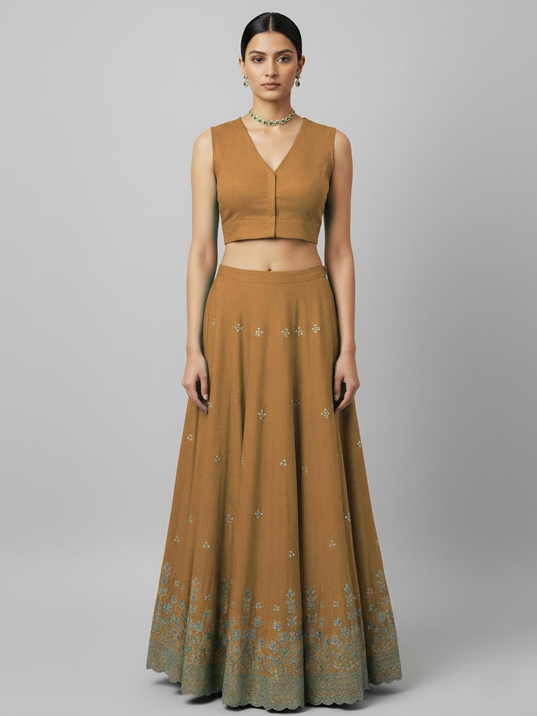 Thevasa Beige Crop Top Blouse for Women - Image 4