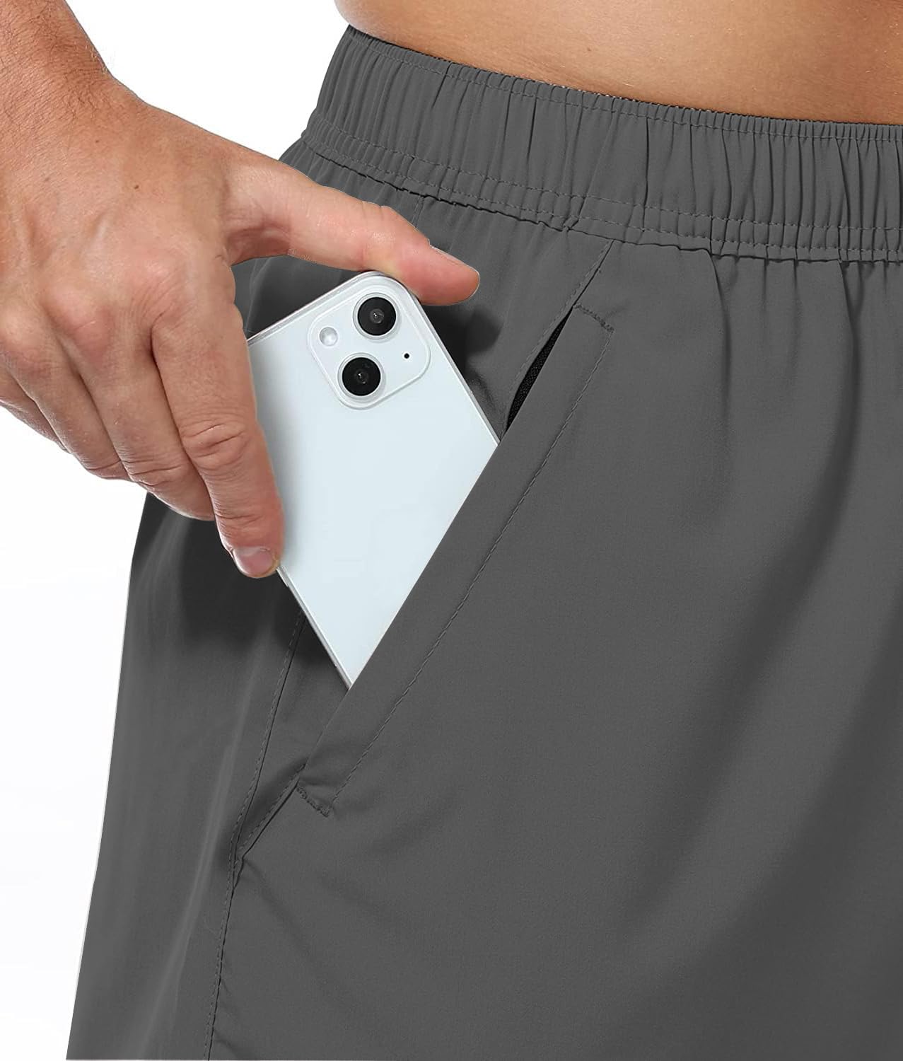 NINQ Men's Grey Workout Shorts - Quick Dry - Image 3