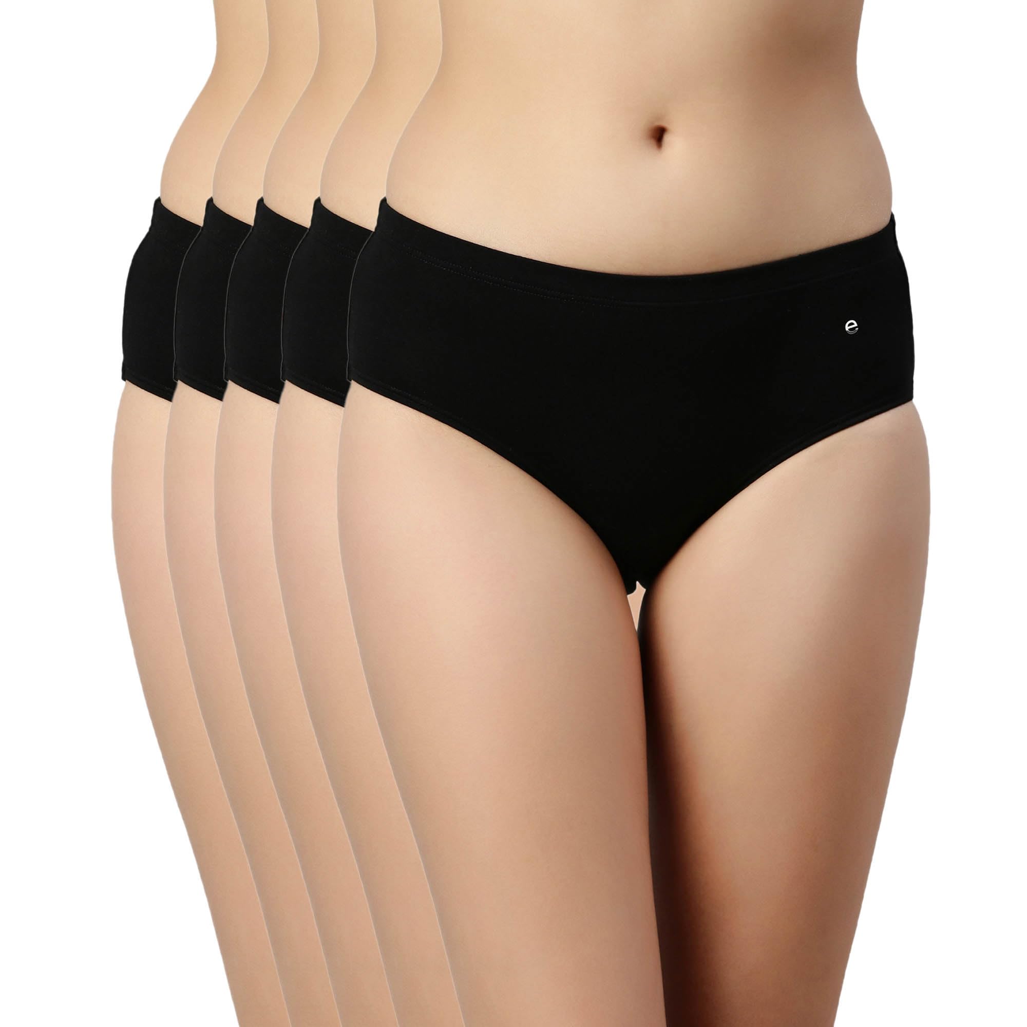 Enamor Women's Hipster Panties - Cotton Blend - Jet Black